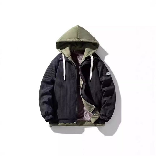 Herren Gefütterte Kapuzenjacke mit grafischem Print, Teddy-Innenfutter und winddichter Außenhülle Nord Taschen