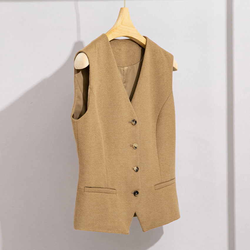 Damen Lang geschnittener Wollmix-Blazer mit Ein-Knopf-Verschluss und Pattentaschen Nord Taschen