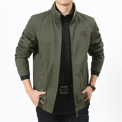 Herren leichte Canvas-Übergangsjacke mit Stehkragen, Reißverschluss und geripptem Saum Nord Taschen