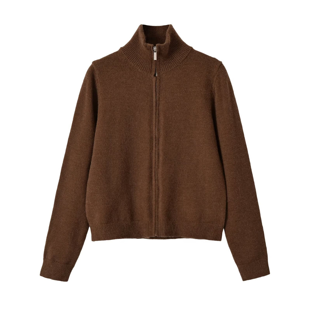 Damen Feinstrick-Zipcardigan mit hohem Stehkragen Nord Taschen