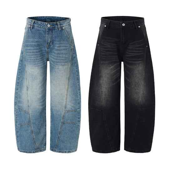 Damen Extraweite Palazzodenim-Jeans mit hoher Bundlinie, Paneelnähten und weitem Saum Nord Taschen
