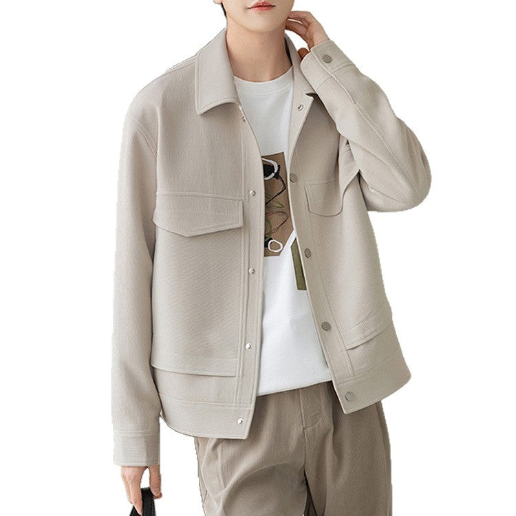 Herren Boxy Overshirt-Jacke mit Druckknöpfen und aufgesetzten Taschen Nord Taschen