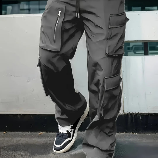 Herren Multifunktionale Cargohose mit großen Klapp‑ und Reißverschlusstaschen sowie Kordelzug Nord Taschen