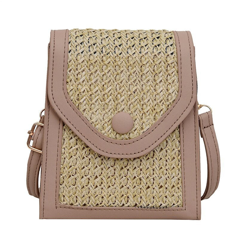 Damen Umhängetasche aus geflochtenem Material mit elegantem Klappdeckel Nord Taschen