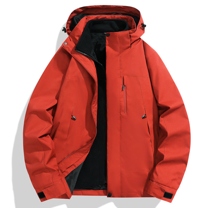 Herren Wasserdichte Softshell-Regenjacke mit Fleece-Innenfutter und verstellbarer Kapuze Nord Taschen