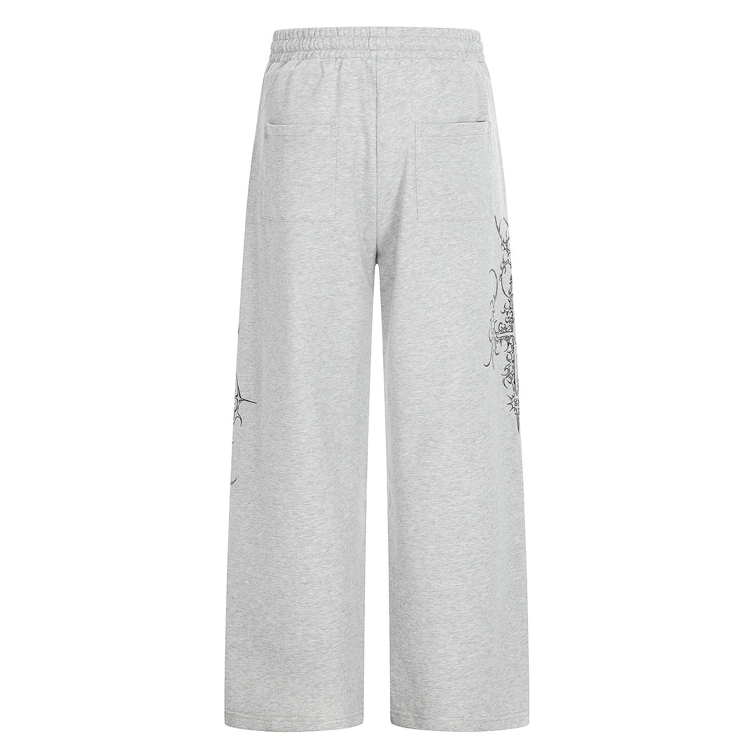 Damen Weite Sweatpants mit Tunnelzug, Ziernieten und grafischem Print Nord Taschen