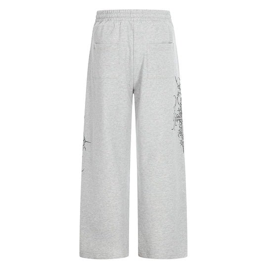 Damen Weite Sweatpants mit Tunnelzug, Ziernieten und grafischem Print Nord Taschen
