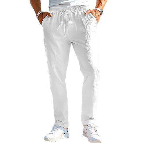 Herren lässige Leinenmisch-Joggerhose mit Kordelzug, angeschrägten Eingrifftaschen und schmalem Knöchelabschluss Nord Taschen