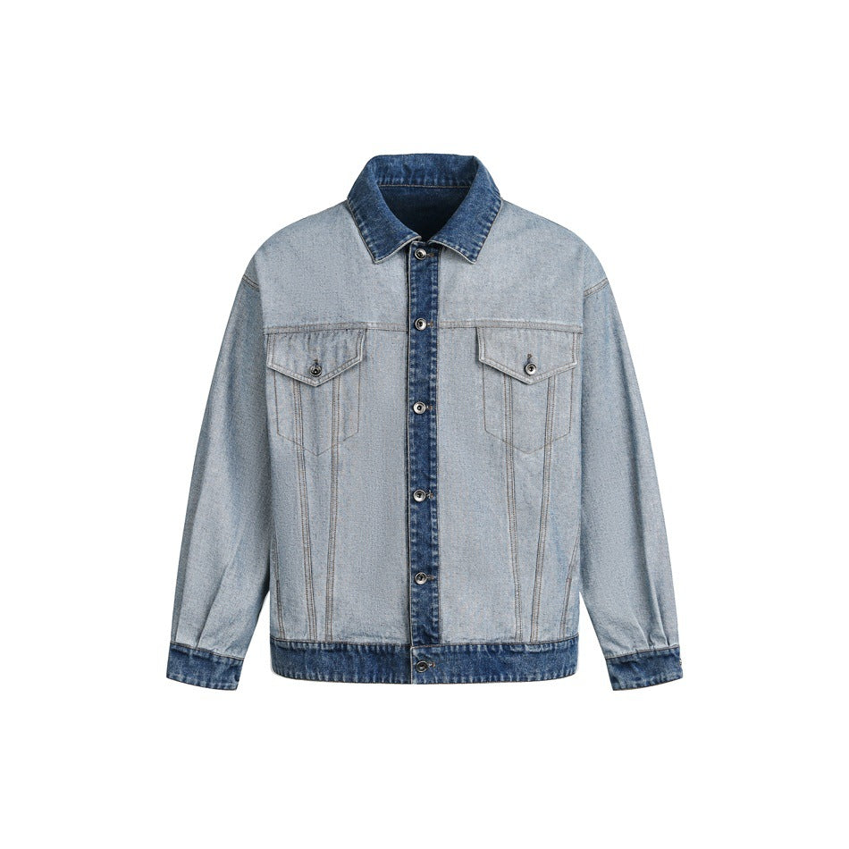 Unisex Oversize-Jeansjacke im Boxy‑Cut mit Kontrastblende und Brustklappen Nord Taschen