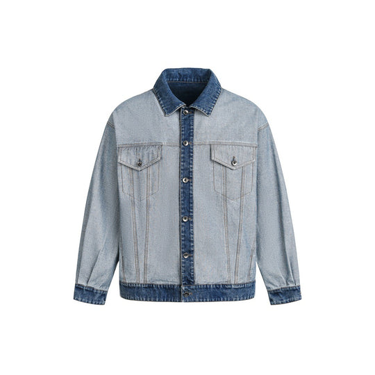 Unisex Oversize-Jeansjacke im Boxy‑Cut mit Kontrastblende und Brustklappen Nord Taschen