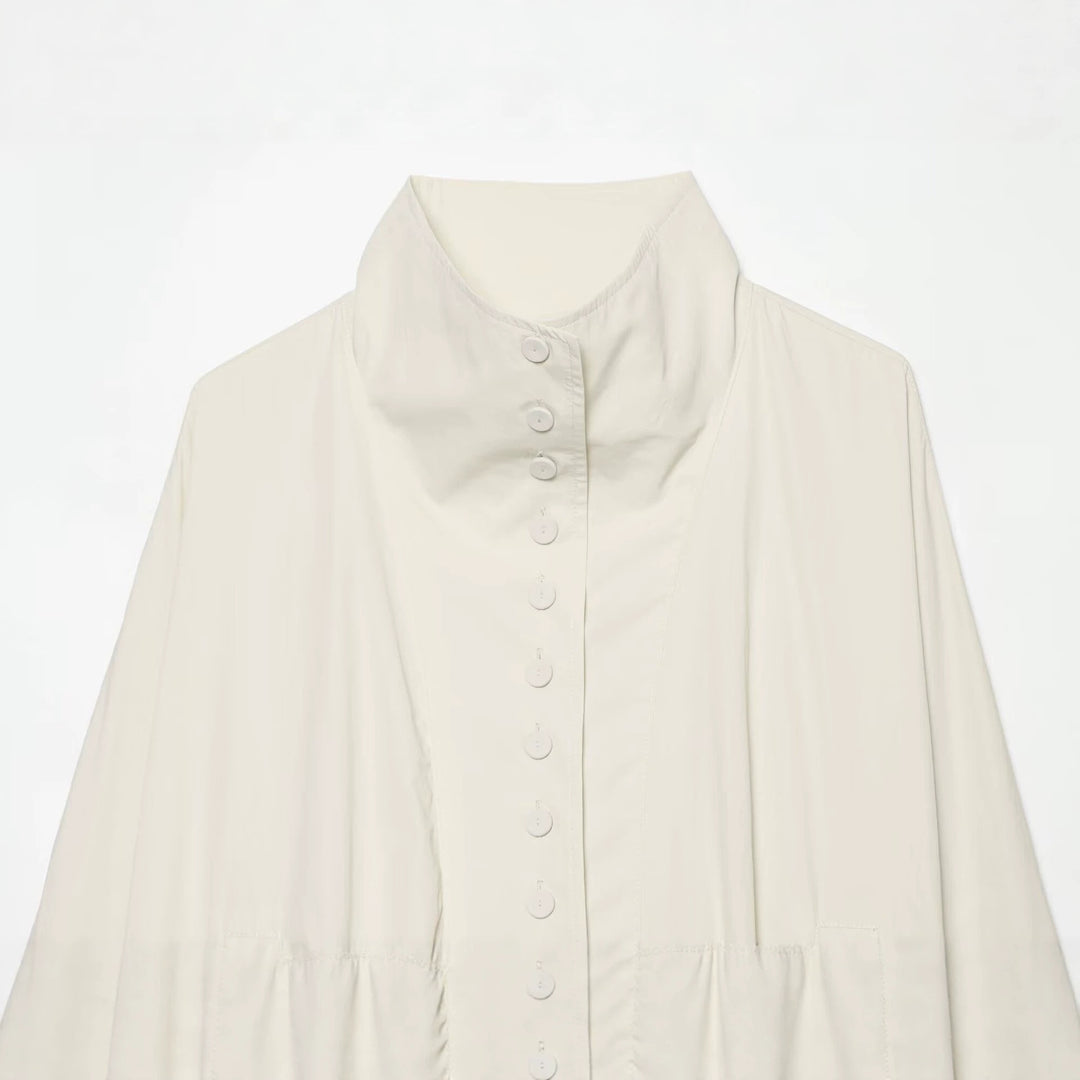 Damen Cropped-Blouson mit hohem Stehkragen, durchgehender Knopfleiste und Ballonärmeln Nord Taschen