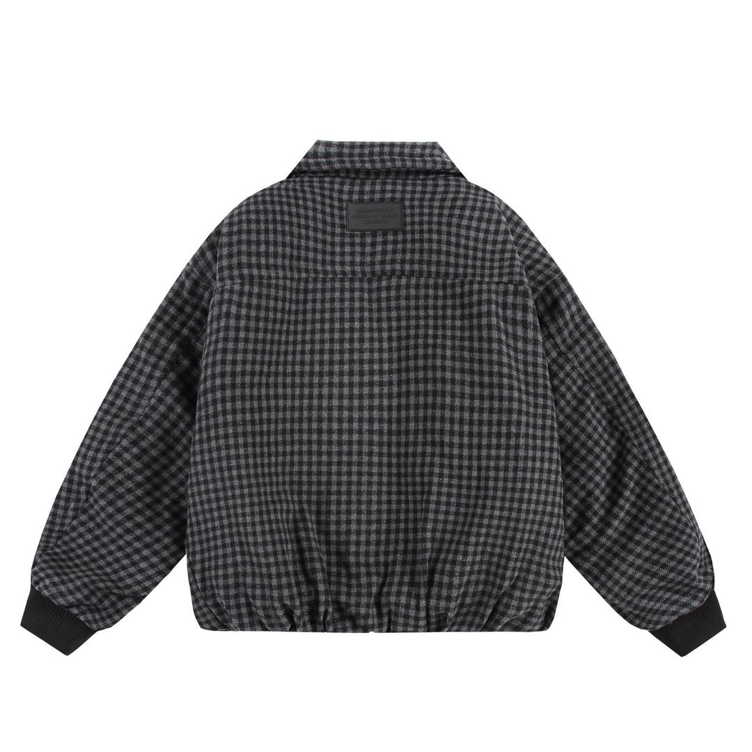 Unisex Boxy-Karos-Steppblouson mit Reißverschluss und elastischem Saum Nord Taschen
