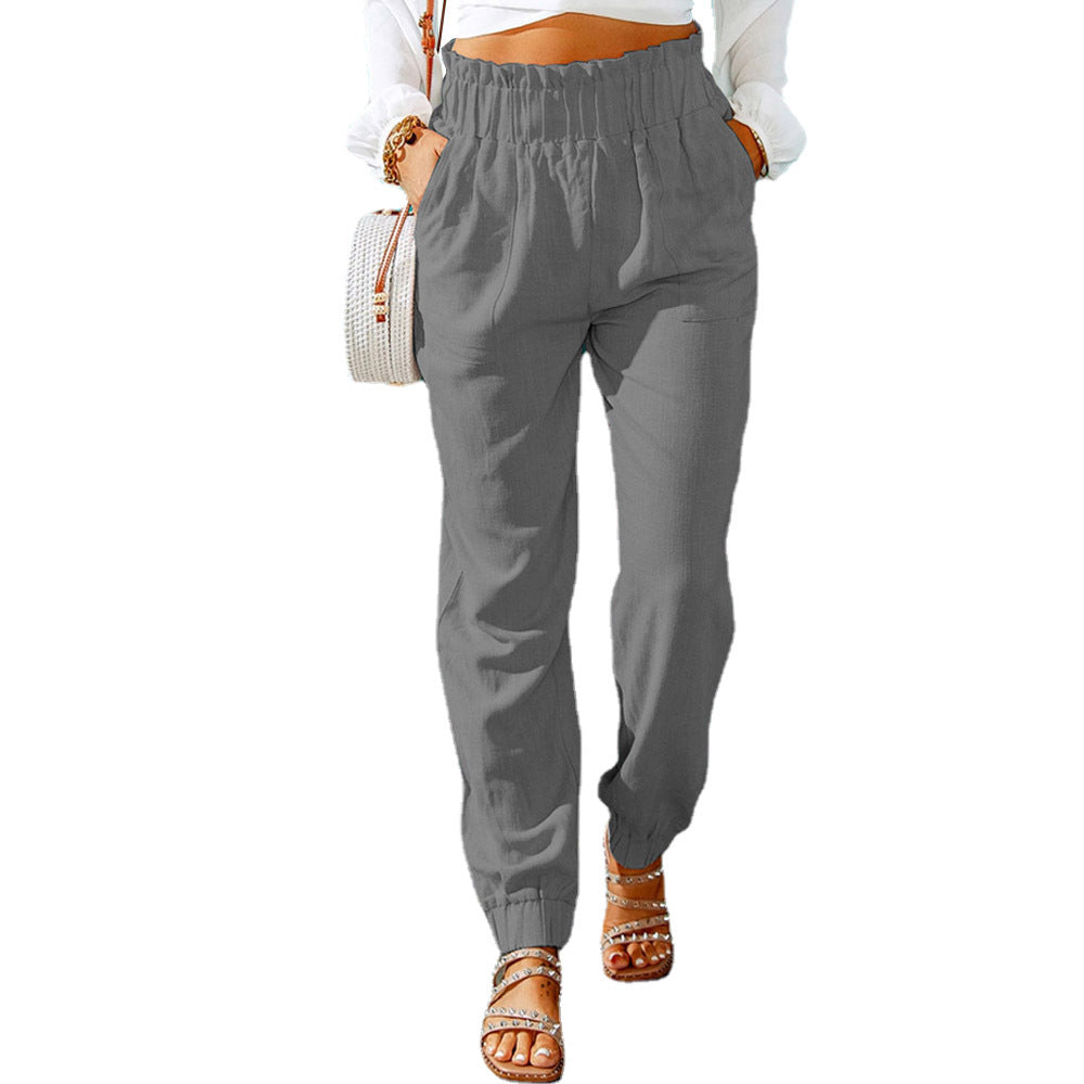 Damen Luftige Baumwollhose mit elastischem Bund und praktischen Taschen