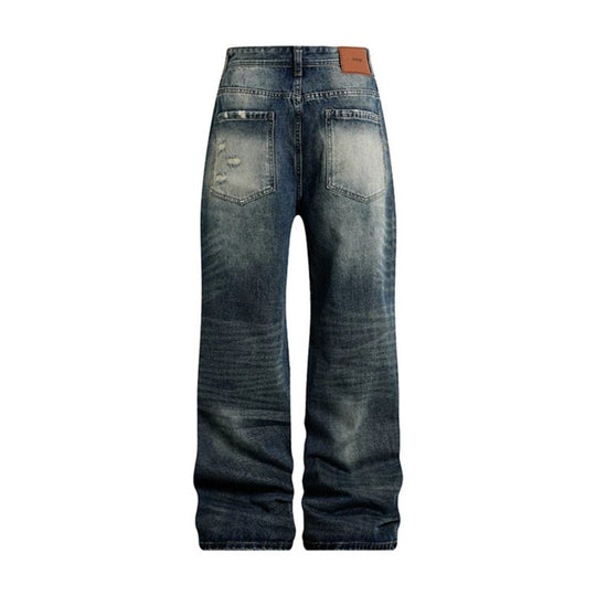 Damen Weite Highwaist Distressed Denim-Jeans im Palazzoschnitt Nord Taschen