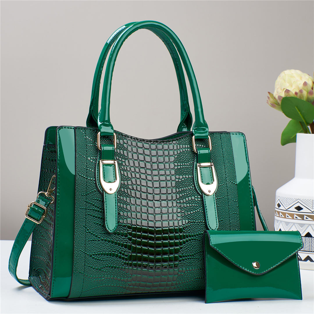 Damen elegante Handtasche mit Kroko-Prägung und abnehmbarer Clutch Nord Taschen