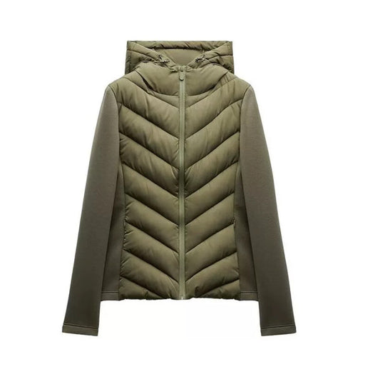 Damen Hybrid-Steppjacke mit Wattierung, Kapuze und elastischen Ärmel-Einsätzen Nord Taschen