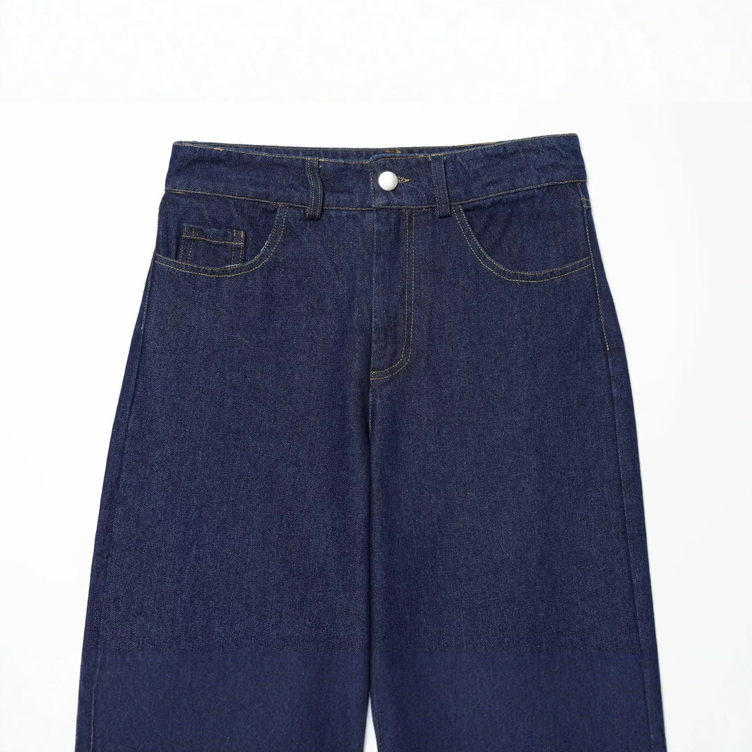 Damen Hochtaillierte Jeanshose kurz geschnitten mit weitem Bein und Fünf‑Taschen‑Schnitt Nord Taschen