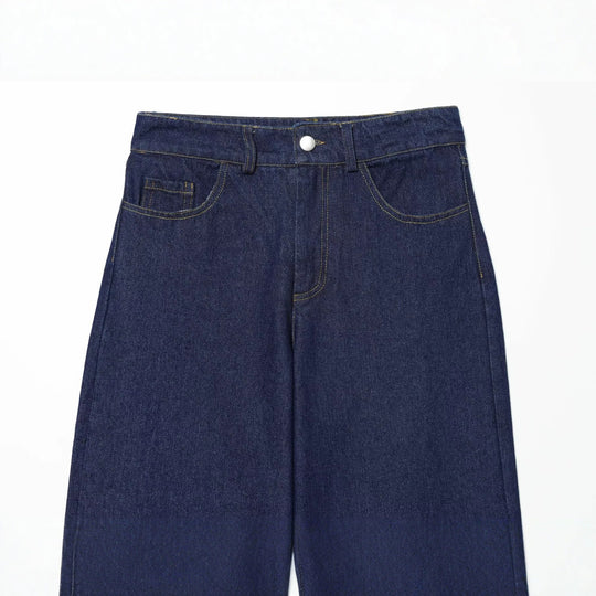 Damen Hochtaillierte Jeanshose kurz geschnitten mit weitem Bein und Fünf‑Taschen‑Schnitt Nord Taschen