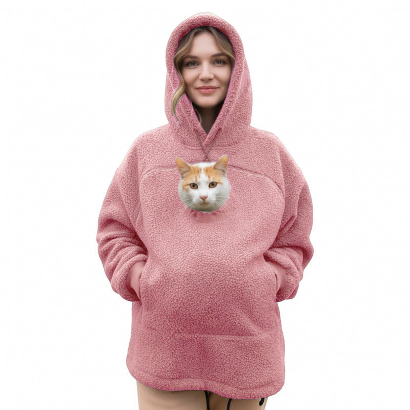 Damen Kapuzenpullover mit integrierter Katzenhöhle und extra weichem Fleece Nord Taschen
