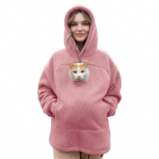Damen Kapuzenpullover mit integrierter Katzenhöhle und extra weichem Fleece Nord Taschen