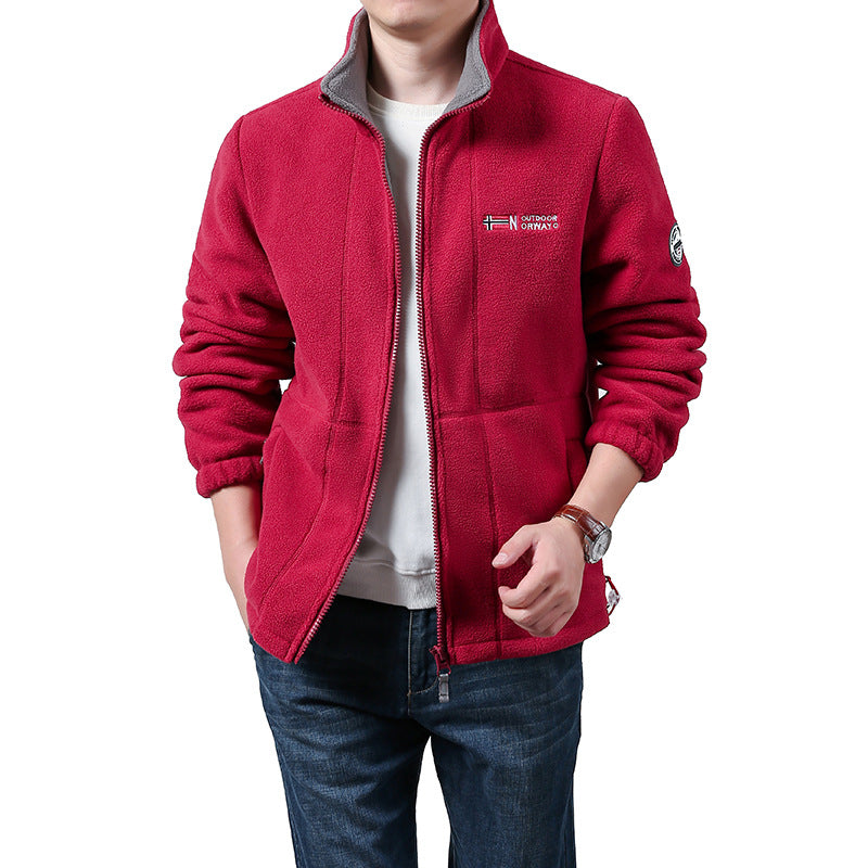Herren Wärmende Fleecejacke mit Stehkragen, durchgehendem Reißverschluss & Eingrifftaschen Nord Taschen