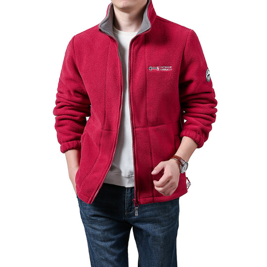 Herren Wärmende Fleecejacke mit Stehkragen, durchgehendem Reißverschluss & Eingrifftaschen Nord Taschen