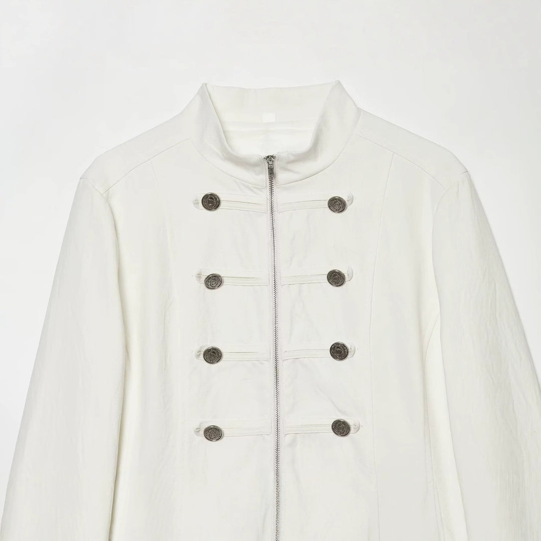 Damen Kurzjacke im Marschall-Stil mit Stehkragen, Zierknopfleiste und Pattentaschen Nord Taschen