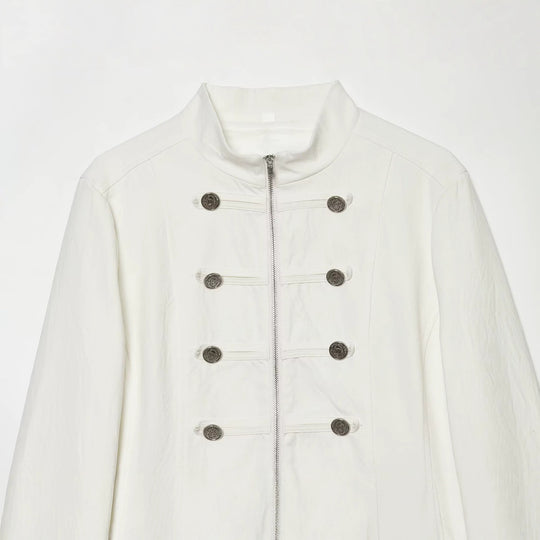 Damen Kurzjacke im Marschall-Stil mit Stehkragen, Zierknopfleiste und Pattentaschen Nord Taschen