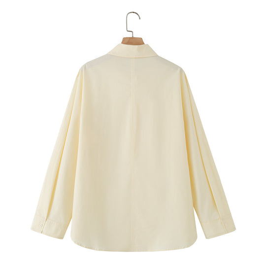 Damen Oversize-Hemdbluse mit Kentkragen und verdeckter Knopfleiste Nord Taschen