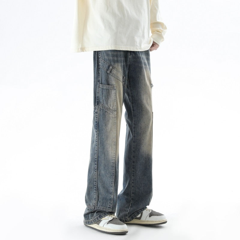 Herren Bequeme und lässige weite Denim-Hose Nord Taschen
