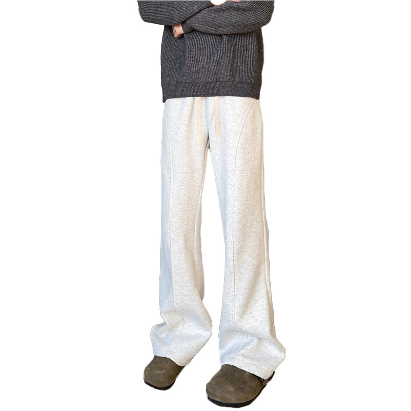 Herren Locker geschnittene Fleece-Loungehose mit weitem Bein, Tunnelzug und Ziernähten Nord Taschen