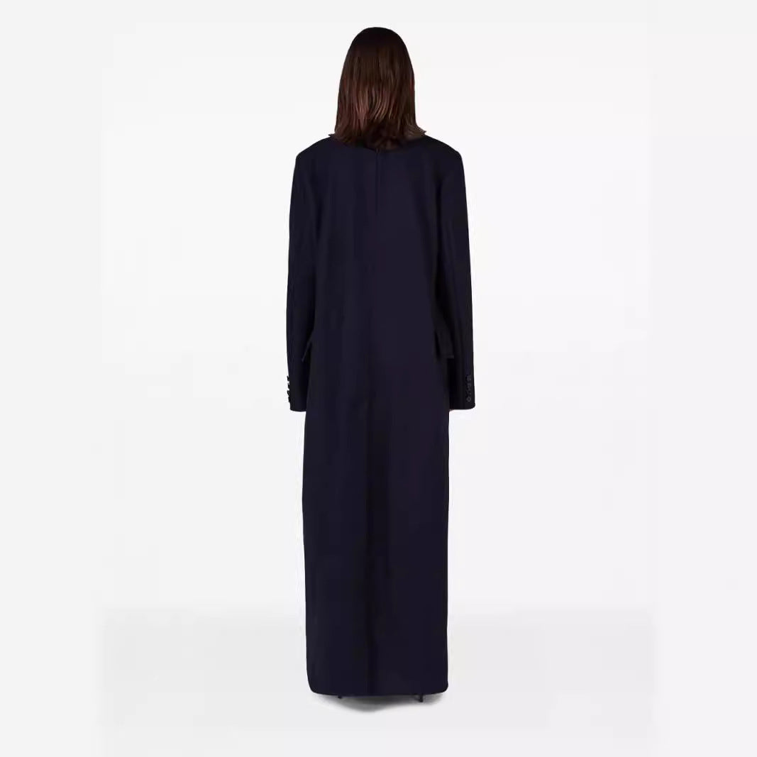 Damen Maximal langer doppelreihiger Wollmantel mit weitem Oversize-Schnitt Nord Taschen