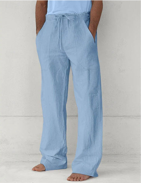 Herren leichte Relax-Chino aus Leinenmix mit weitem Bein, Kordelbund und seitlichen Eingrifftaschen Nord Taschen