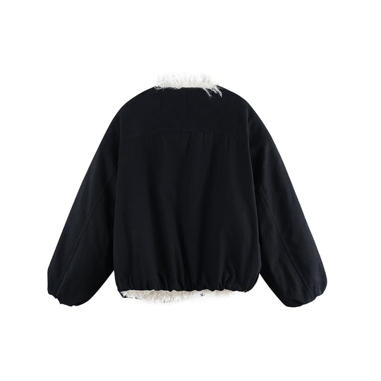 Damen Kurzblouson im Oversize‑Cut mit voluminösem Teddyfutter und elastischem Saum Nord Taschen