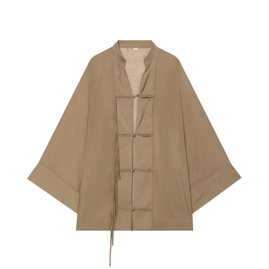 Damen Oversize-Kimonojacke mit Zierknoten und langen Quastenbändern Nord Taschen