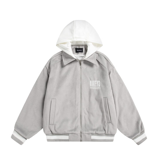 Unisex Oversize Fleece-Bomberjacke mit Kontrastkapuze Nord Taschen