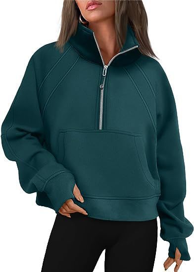 Damen sportlicher Hoodie mit kurzem Reißverschluss und praktischer Kängurutasche Nord Taschen