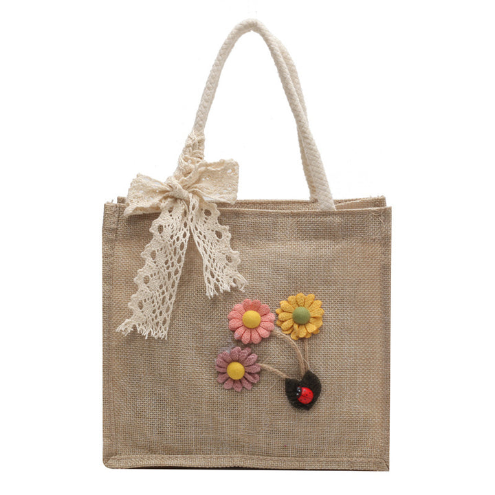 Damen stilvolle Jute-Tasche mit floralem Stickdesign Nord Taschen