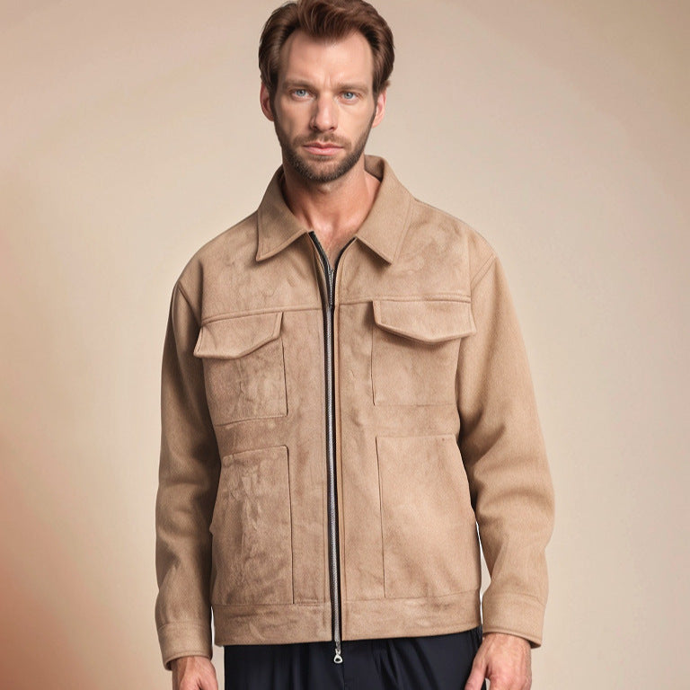 Herren modische und bequeme Übergangsjacke mit großen Taschen
