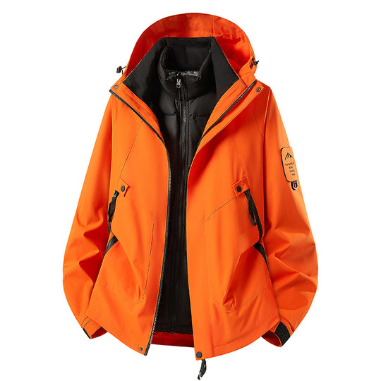 Herren Zwei-in-eins Wetterschutzjacke mit abnehmbarer Steppweste und verstellbarer Kapuze Nord Taschen