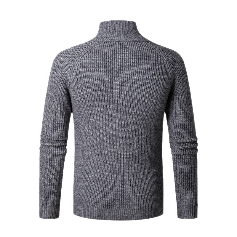 Herren schlanker Zip-Cardigan aus Merino-Mix mit Rippstruktur und Raglanärmeln Nord Taschen