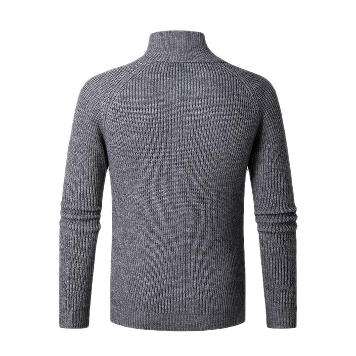 Herren schlanker Zip-Cardigan aus Merino-Mix mit Rippstruktur und Raglanärmeln Nord Taschen