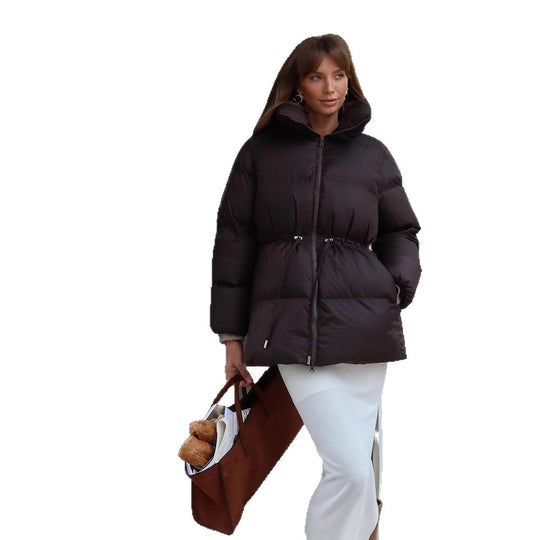 Damen Wattierte Taillierte Steppjacke mit Tunnelzug & hohem Stehkragen Nord Taschen