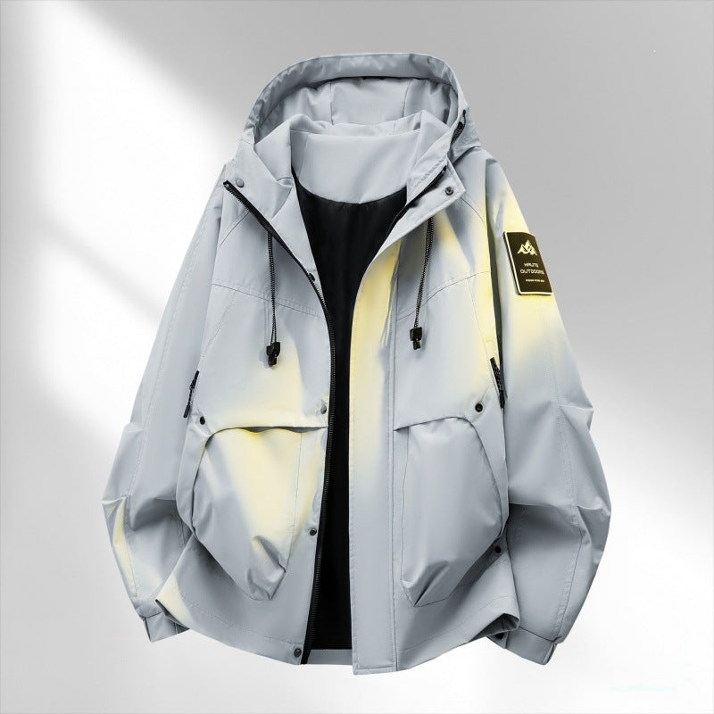 Herren Wattierte Kapuzen-Utility-Jacke mit abnehmbarem Innenfutter & hohem Stehkragen Nord Taschen