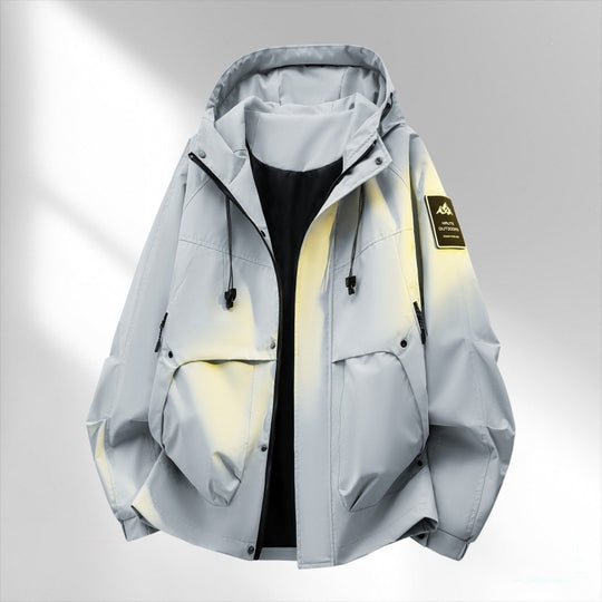 Herren Wattierte Kapuzen-Utility-Jacke mit abnehmbarem Innenfutter & hohem Stehkragen Nord Taschen