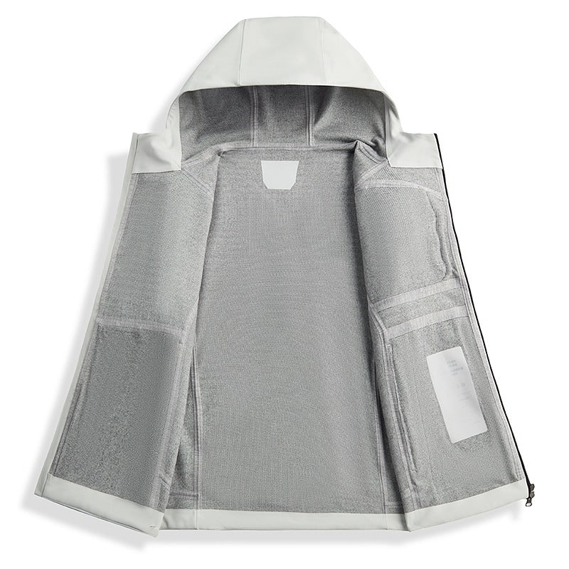 Herren Technische Softshell‑Regenjacke mit wasserdichter Membran, verschweißten Nähten & Kapuze Nord Taschen