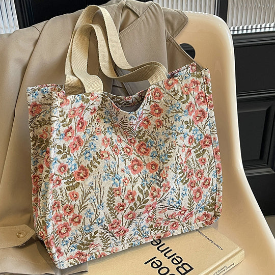 Damen Jute-Tragetasche mit floralen Mustern und stabilen Griffen Nord Taschen
