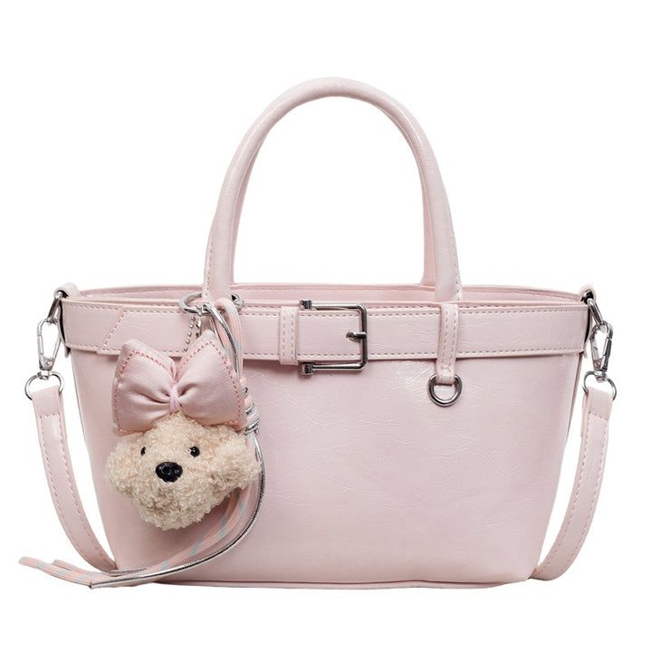 Damen Handtasche mit plüschigem Tieranhänger Nord Taschen
