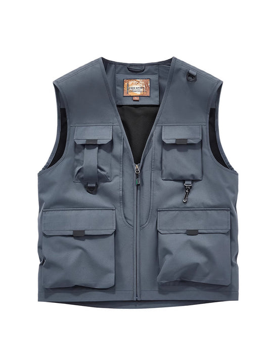Herren Multifunktionale Utility-Weste mit Mehrfach‑Taschen und robustem Reißverschluss Nord Taschen