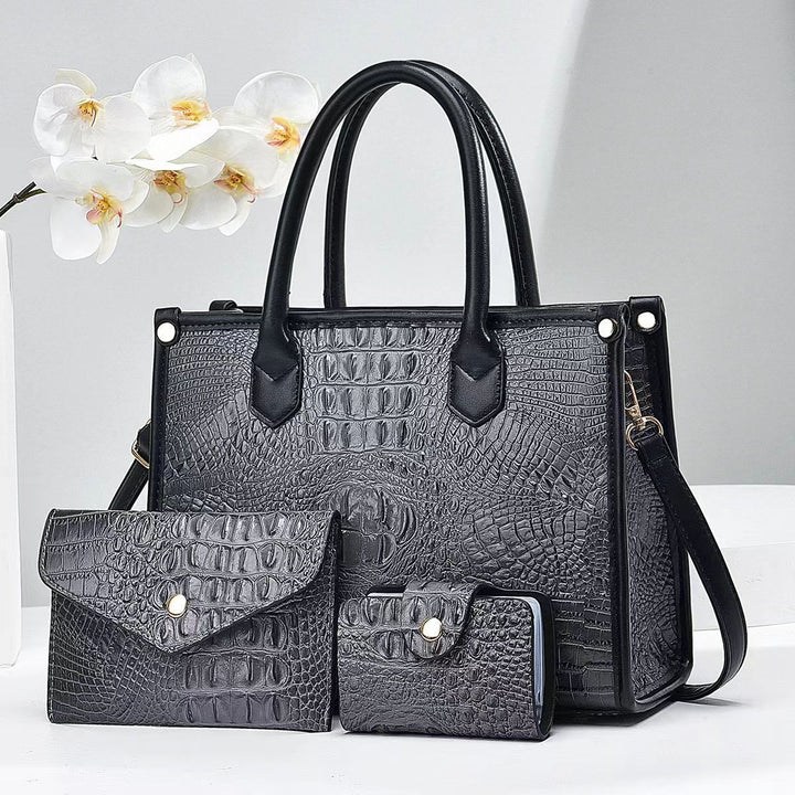 Damen elegante Handtasche im exquisiten Krokodil-Look mit passendem Zubehör Nord Taschen
